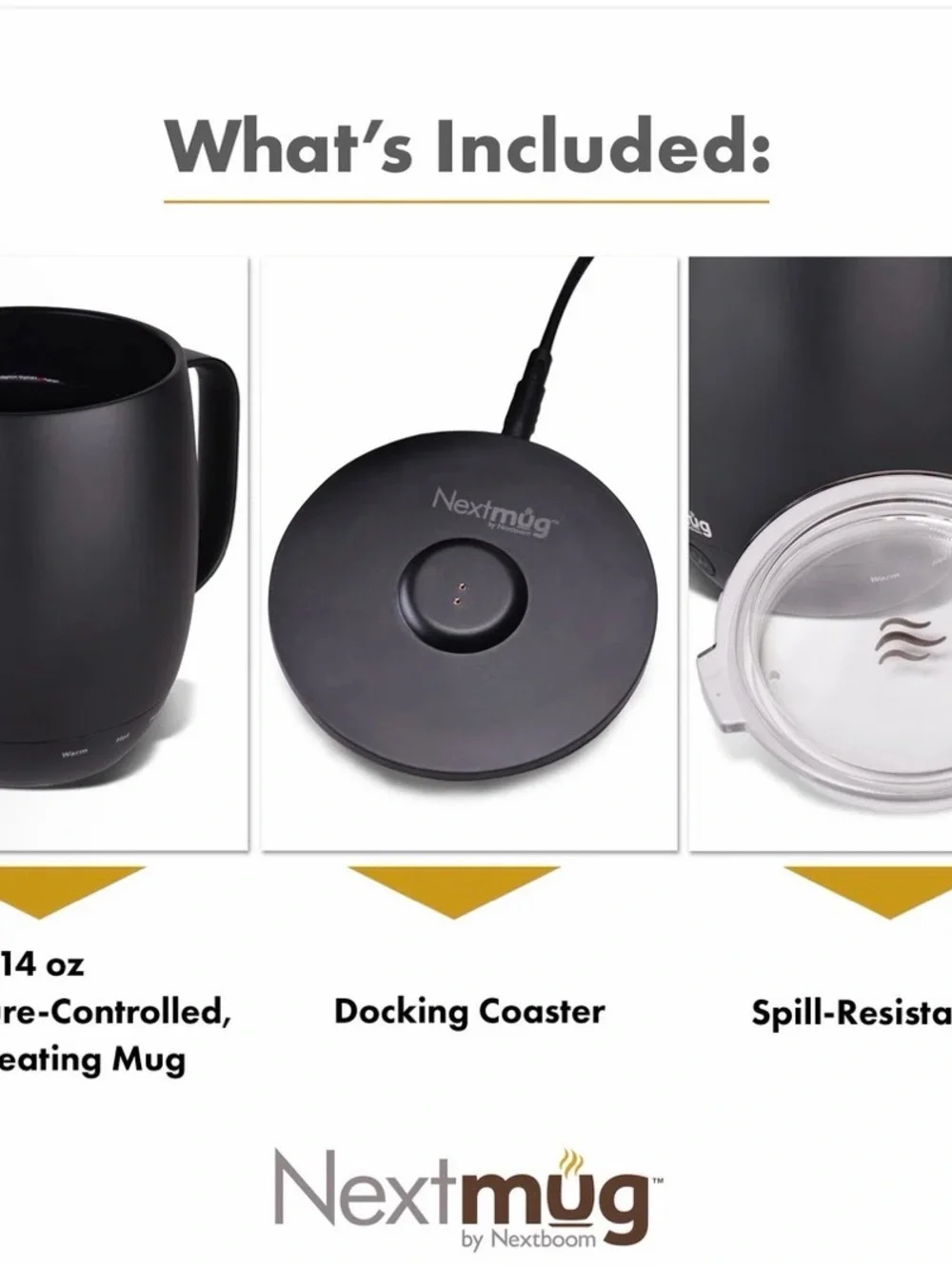 Nextmug (14 oz.) - Temperature-Controlled, Self-Heating Everyday Mug